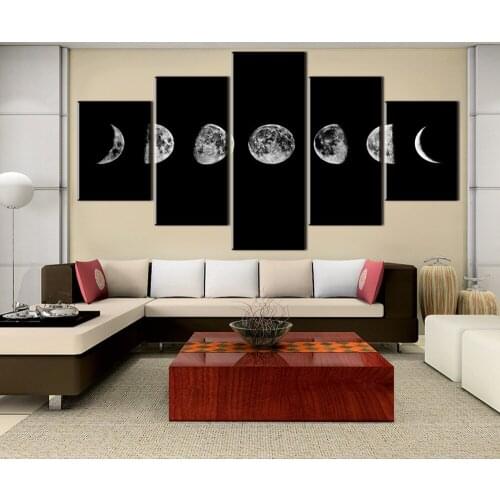 Framed 5 Piece Canvas Art Moon Changes Cuadros Decoracion Paintings on Canvas Wall Art for Home Decorations Wall Decor Artwork