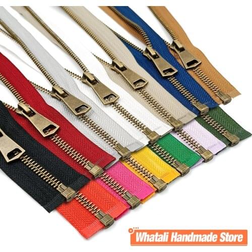 5# High Quality Colorful Open-End Auto Lock Copper Metal Zipper Diy Handcraft For Clothing Pocket Garment Sewing Shoes Bags