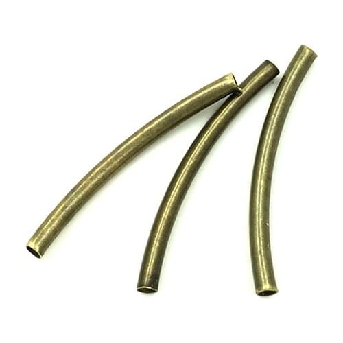 500Pcs Bronze Tone Curved Smooth Tube Spacers Beads DIY Crafts Jewelry Making Finding 2x25mm