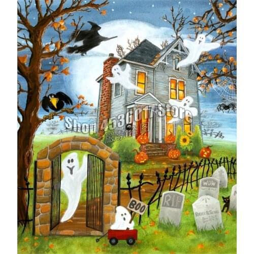 Diy Diamond Painting Haunted Haven Art Cross Stitch Diamond Embroidery Halloween Witches & Wizards Full Mosaic Home Decor Gifts
