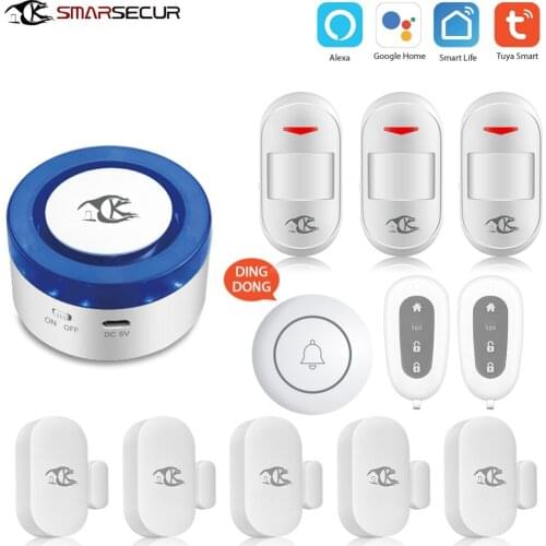 Wireless alarm siren kits security system auto-dial works for smart life app control compatible alexa google home
