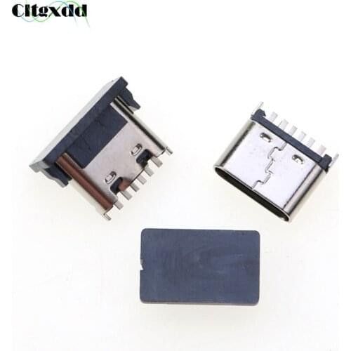 Cltgxdd 10pcs Micro USB Jack 3.1 Type-C 6Pin 180 Degree Female Connector For Mobile Phone Charging Port Charging Socket