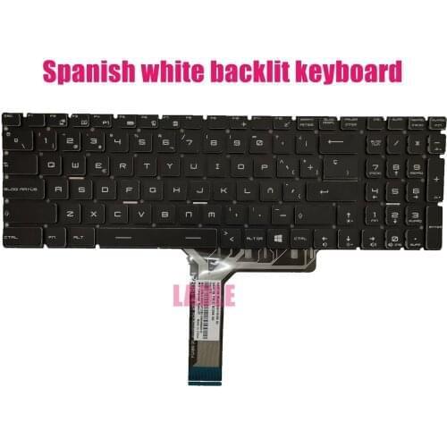 Spanish White Backlit Keyboard for MSI GE62 2QC/GE62 2QL(MS-16J2)/GE72 2QL(MS-1792)Apache