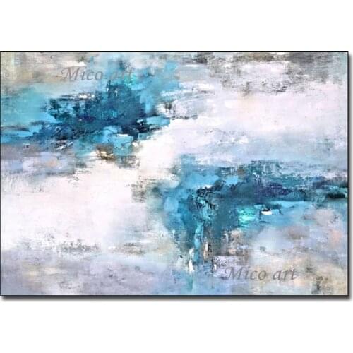 Abstract Blue Color Oil Painting Real Hand-painted Wall Pictures Canvas Art Unframed Texture Artwork For Living Room Decoration