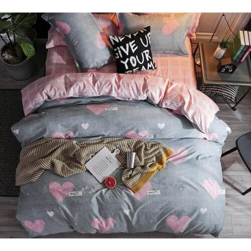Solstice Cartoon Pink Love symbol Bedding Sets 3/4pcs Childrens Boy Girl And Adult Beds Sheet Duvet Cover Bed Sheet Pillowcase