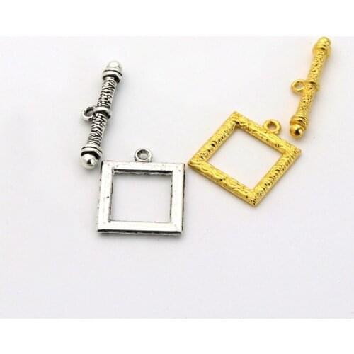 10 Pairs Antique Silver Gold Square OT Clasps Connector For Jewelry Making Bracelet Necklace Diy Accessories Wholesale Supply
