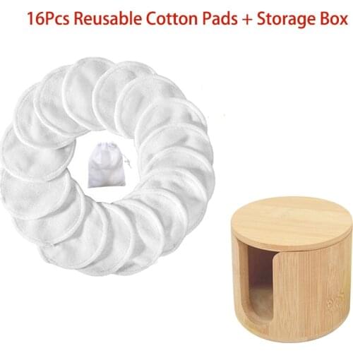 16Pcs Reusable Cotton Pads Makeup Remover Pads Washable Round Bamboo Make Up Pads Nursing Pads Skin Care Skin Cleaning Tool