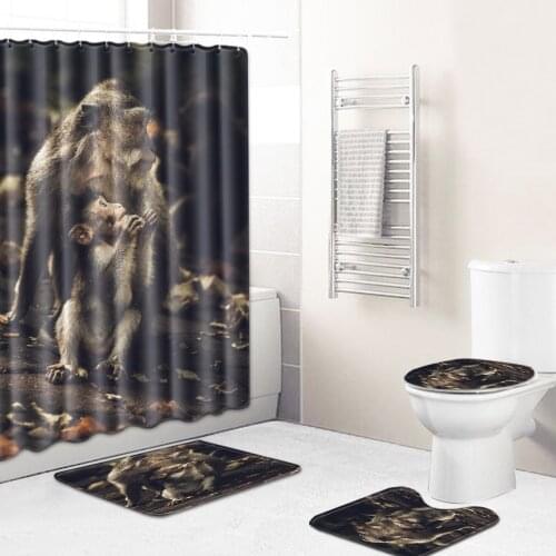 Animal bathroom floor mat combination 4-piece suit toilet toilet carpet shower room mat foot pad cross border issue