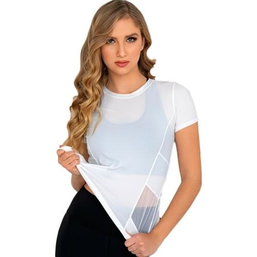 Yoga Clothes Solid Color Short-sleeved Womens T-shirt Loose Running Clothes Sports Ball Sports Quick-drying Clothes Yoga Tops