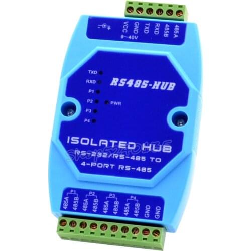 Industrial Grade Optical Isolation 4-channel RS485 Hub Sharing Device 485 Splitter 485hub 1 in 4 out