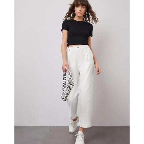 Pantalon Pour Femme New Style Straight Wide Leg Trousers High Waist Harajuku Button Loose Trousers Y2K Met Cargo Pants Sruby