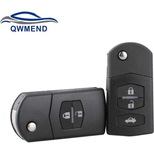 BHKEY 2/3 Buttons Remote Car key Fob Case Folding Flip Uncut Blade For MAZDA 2 3 5 6 RX8 MX5 Replacement