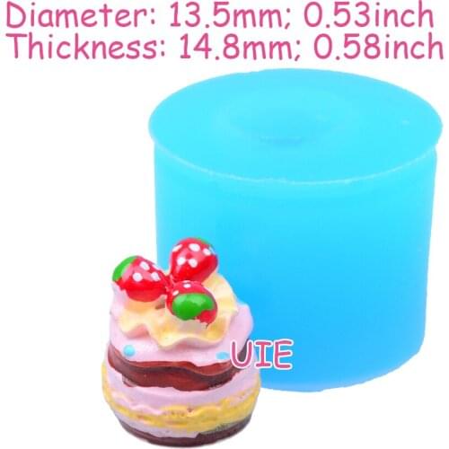 GYL078U 13.5mm x 14.8mm Strawberry Cake Silicone Mold Fondant Cake Decoration Candy Resin Clay Earrings Necklace Craft Soap