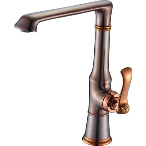 Kitchen Sink Faucets Hot & Cold Solid Brass Sink Mixer Taps Single Handle Deck Mounted ORB/Black Oil Brushed Rotating Faucets