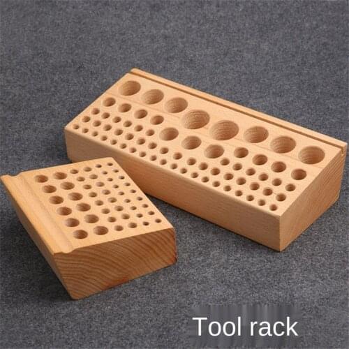 46/68 Holes Leather Tool Rack DIY Handmade Leather Special Tool Storage Table Hand-stitched Porous Beech Wood Tool Table