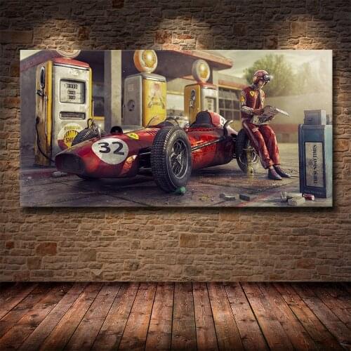 Vintage Car Poster Ferraris Classic Racing F1 Race Car Artwork Wall Art Picture Print Canvas Painting For Home Living Room Decor
