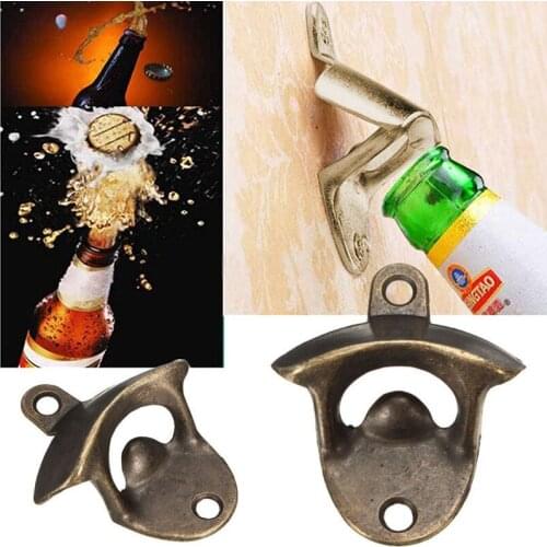 WOFU Direct Shipping 5pcs/lot Vintage Zinc Alloy Wall Mounted Wine Beer Bottle Opener Bar Kitchen Tools