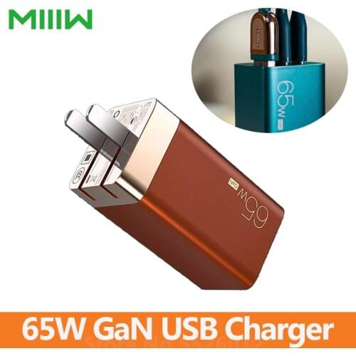 MIIIW GaN Charger 65W 3 ports Support PD QC3.0 PPS Intelligent Temperature Control Type C Quick Charge for Smartphones