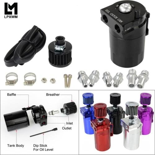 Baffled Aluminum Oil Catch Can Reservoir Tank / Oil Tank With Filter Universal Black / silver TK64