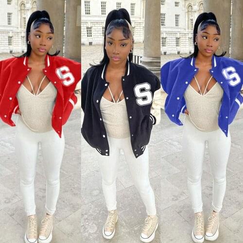 Womens Coats and Jackets High Street Hip Hop Baseball Uniforms Street Casual Coat Loose Stitching Jacket Tops 2021 Autumn New