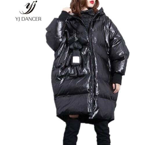 Cotton Coat Large Size Womens 2018 Winter New Cotton Jacket Bright Face Hooded Cotton Padded Warm Coat Jacket Cotton Tide H0207