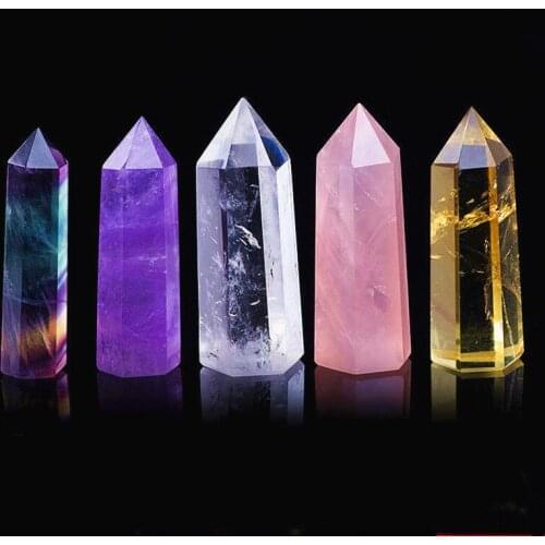 1Pcs Natural Amethyst Citrine Pink Crystal Column Ornaments 100% REAL Crystal Rough Stone Home Office Decoration Gifts 5-6cm