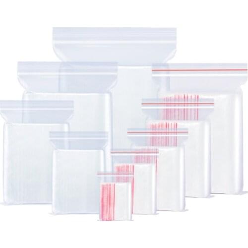 1000Pcs Clear Plastic Self Seal Zip Lock Pack Reusable Zipper Package Bag Grains Tea Powder Jewelry Gift Sundries Storage Bag