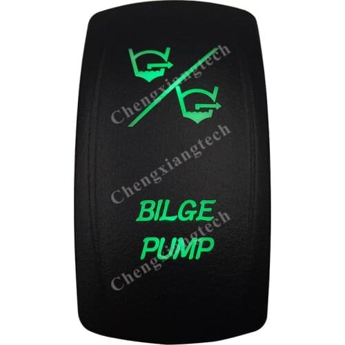 12V 24V Boat Car 7 Pin ON/OFF/ ON DPDT Rocker Toggle Switch- BILGE PUMP- Green Led Waterproof IP66 for Carling ARB 4X4 NARVA