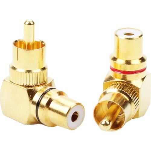 2Pcs Gold Plated RCA Right Angle Male to Female Connector Plug Adapter 90 Degree RCA Phono Adapters Connectors