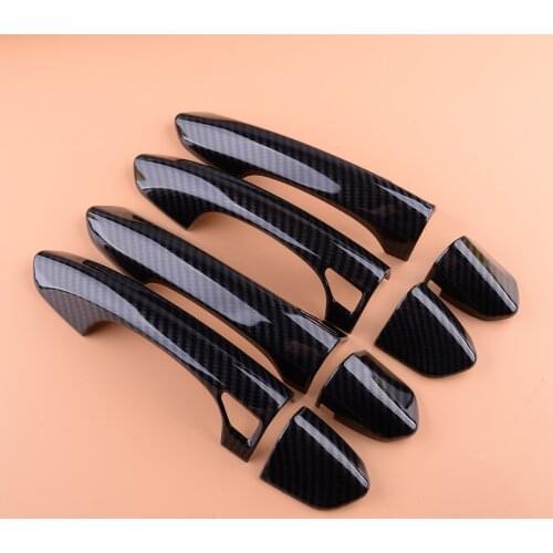ABS 8Pcs/Set Carbon Fiber Style Exterior Smart Door Handle Cover Trim Fit for Ford Fusion Mondeo 2013 2014 2015 2016 2017 2018