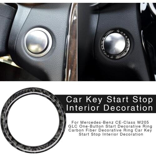 Car Key Start Stop Interior Decoration One-Button Start Carbon Fiber Ring Cover For Mercedes-Benz C-class W205 E-class GLC