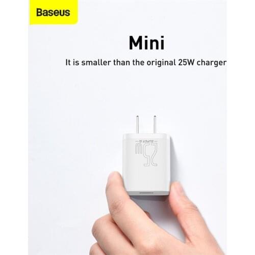 Baseus PD 25W US Type-C Charger For Huawei Samsung Xiaomi iphone Fast Charger Quick Charging Travel Wall Charger with Cable