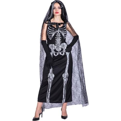 Free shipping 2018 adult Halloween costumes skeleton ghosts brides Cospaly stage costume dress for women