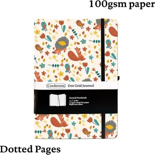 Autumn Animal A5 Dotted Notebook Dot Grid Journal Squirrel Hard Cover Elastic Band Travel Diary Planner