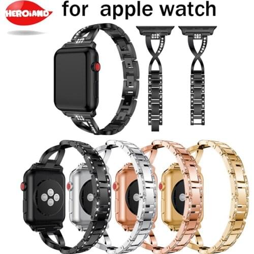 Type X Bling Diamond Bracelet for Apple Watch sport Watch Series 1 2 3 Band Rhinestone Stainless Steel Strap 38mm 42mm Wristband