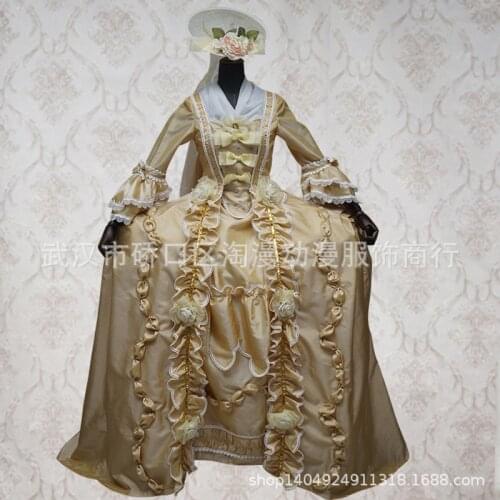 Cosplaydiy Marie Antoinette Dress Rococo Dress With Hat Petticoat for Customer