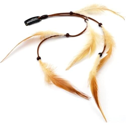 Gypsy Bohemain Feather Headbands Clips Indian Women Headpiece Feather Head Decoration Triabl Hair Accessories Ethnic Jewelry