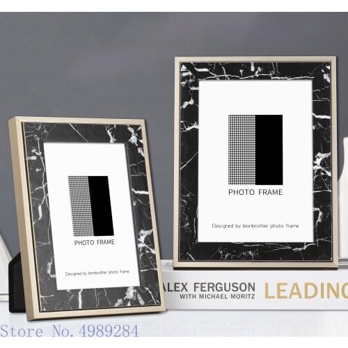 Black Marbling Wooden Photo Frame Desktop Setting Photo Stand Display Storage Picture Frame Accessories Wall Hanging Wood