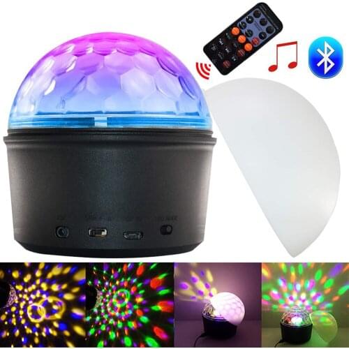 USB Disco Lights Led Crystal Magic Ball Light 9 Colors Sound Activated Projector Lamp With Bluetooth Speaker Remote Control
