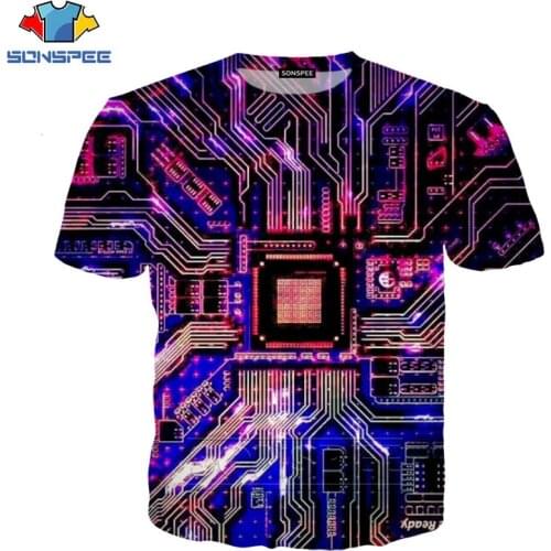 Novelty 3D Printed t-shirt Computer CPU Core Heart circuit Hacker Tee shirt men clothing harajuku graphic T-shirts Mens Womens