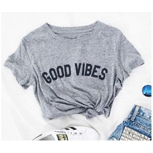 Skuggnas Good Vibes Unisex T Shirt Women Mens T Shirt High Quality Tee Shirt Tumblr Casual Short Sleeve Cotton T Shirts Top