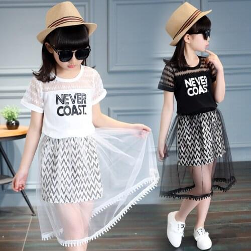 2021 Toddler Girl Clothes Set Summer Lace Skirt + Cotton Star T-shirts Two Piece Suit Fashion Children Clothing 4 8 12 13T NEW