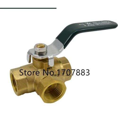 L Type L-Port DN15 1/2"BSPP Female Connection Full Ports Brass Tee Ball Valve Three Way Plumbing Fitting Leakproof
