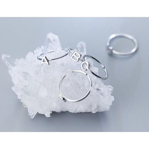MloveAcc Original 100% 925 Sterling Silver X Y Z Alphabet Letter Rings for Women Girls Elegant Charming Trendy Rings Brand