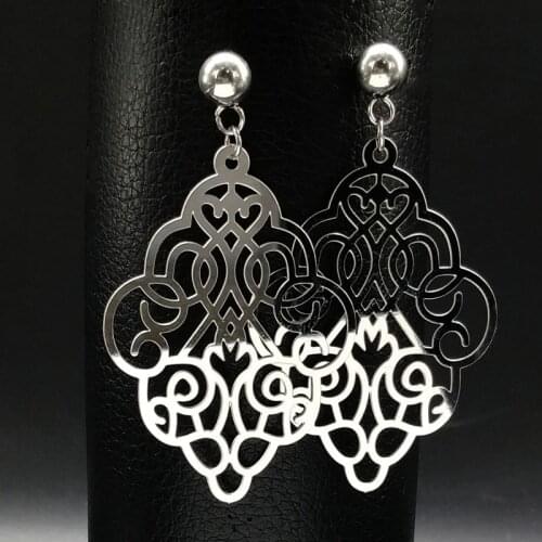 Fashion Flower Stainless Steel Earrings for Women Silver Color Stud Earrings Jewelry boucle d oreille E612233