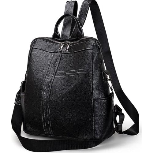 Fashion Womens Backpack Pu Leather Waterproof Travel Backpacks University Student School Bag For Teenage Girls Female Daypack