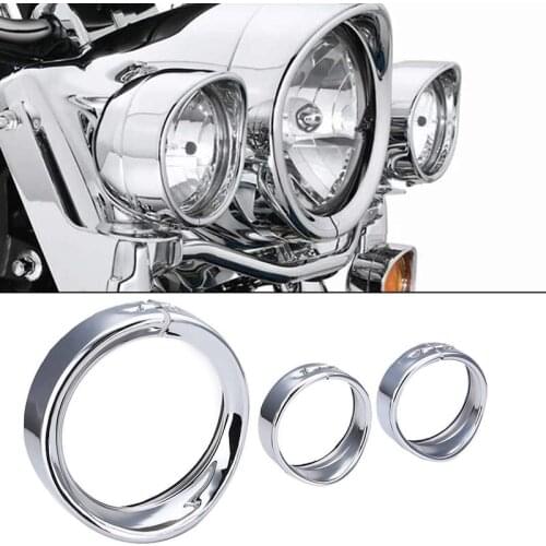 Motorcycle 7 Inch + 4.5 Inch Headlight Trim Ring Visor Style for Touring Road King Electra Glide Softail Fld/Flh Motorcycle Ac