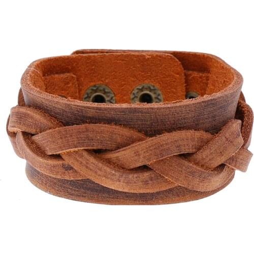 Jessingshow 2.7CM Wide Wrap Multi-layer Bangle Genuine Leather Punk Rock Men Women Bracelets Cuff Jewelry Pulsera Hombre