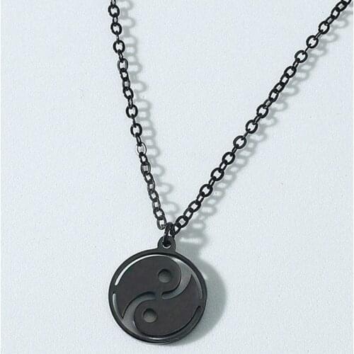 Mens Tai Chi Bagua Titanium Steel Buddhist Pendant Stainless Steel Jewel Hipster Pendant Couple Necklace Clavicle Chain 2021