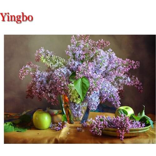 2020 new Diy 5d diamond painting Still life Lilac flower Diamond embroidery diamond mosaic full round square rhinestone pictures